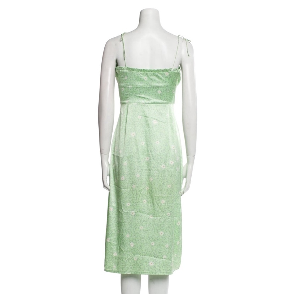 For Love & Lemons Robin Satin Cheetah Midi Dress in Mint Green Size 8/10 - Picture 10 of 16